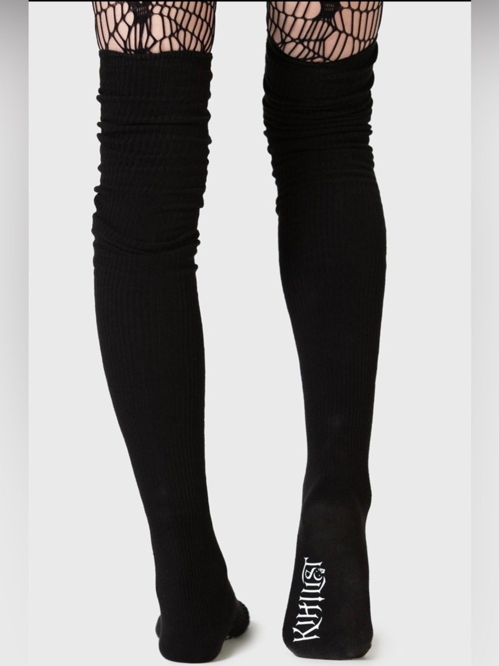 KIHILIST Black Over The Knee Socks One Size